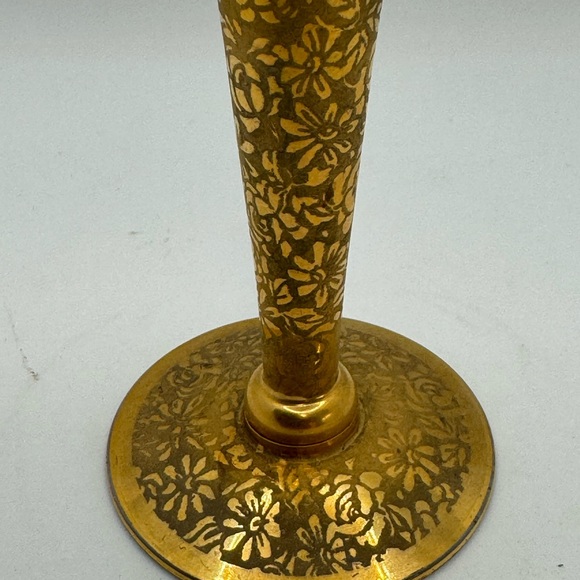 Mid Century Ransgil Crystal 22K Gold Encrusted Floral Overlay Bud Vase - Picture 3 of 4